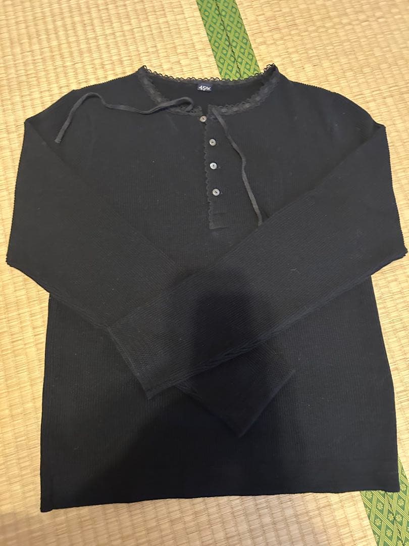 45R リブニットソー　長袖　黒