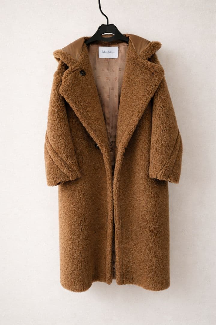 Max Mara テディベア風 フーデッド ロング　ファーコート　ヴィンテージ