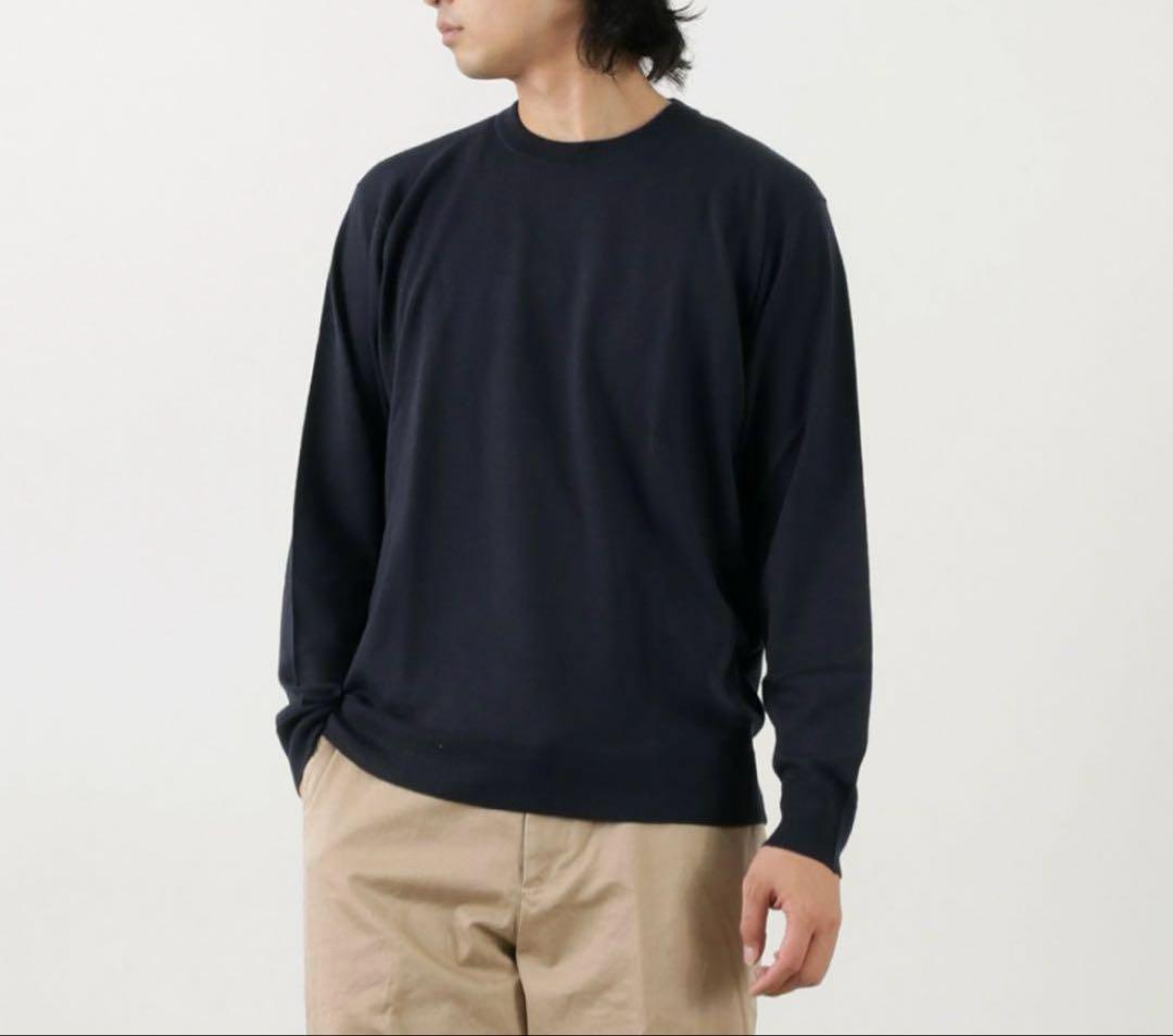 【美品】JOHN SMEDLEY クルーネックニット ネイビー M