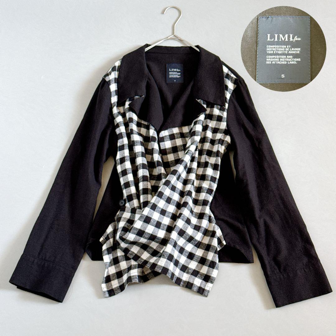 希少デザイン✨LIMI feu 変形シャツジャケット チェックレイヤードデザイン