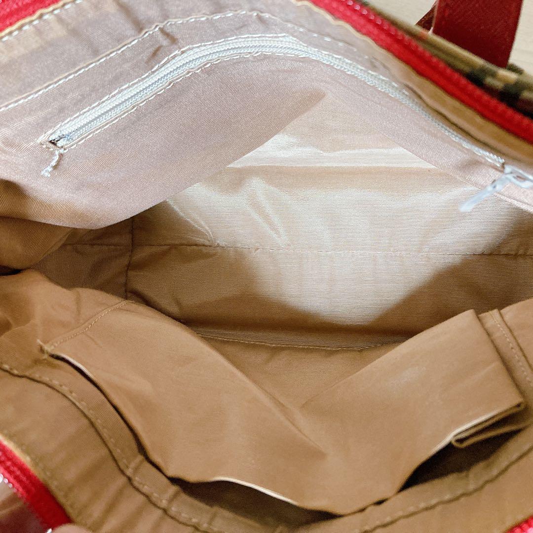 バーバリー BURBERRY ノバチェック ハンドバッグ ベージュ レッド