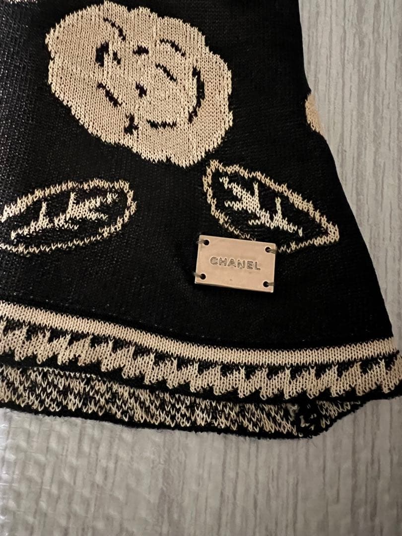 シャネル Vネックサマーベスト カメリア 水玉ドット