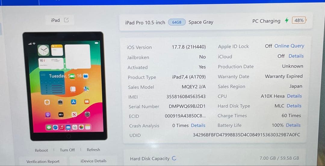 iPad Pro 10.5インチ 64GB Cellular 100%