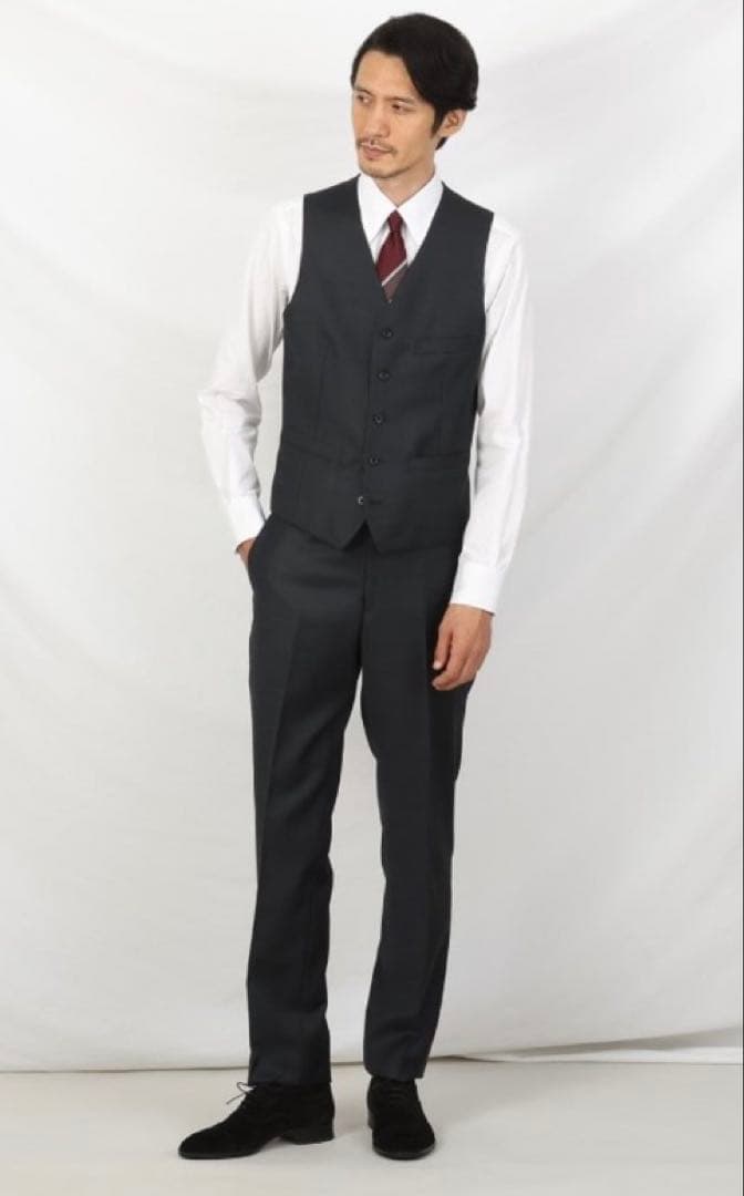 ※特典2点！ スリーピース スーツ ダークグレー タケオキクチ