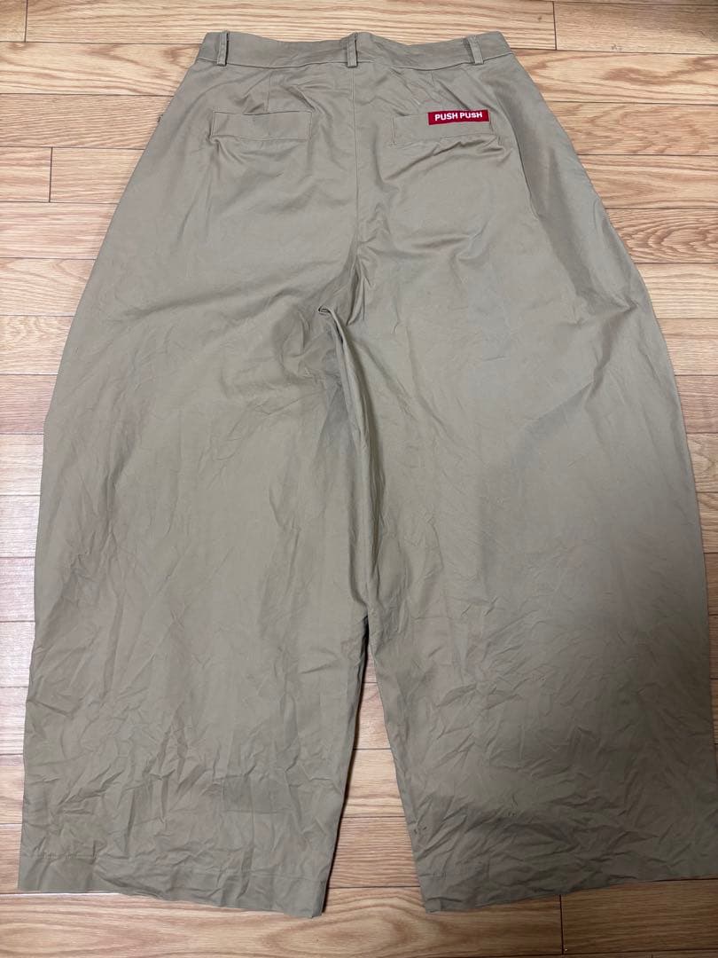 PUSHPUSH KHAKI PANTS ベージュ ワイドチノパンツ XLサイズ