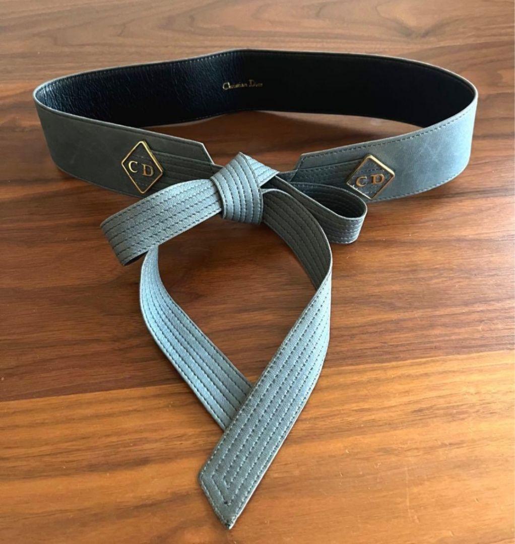 Christian Dior グレー レザー ベルト