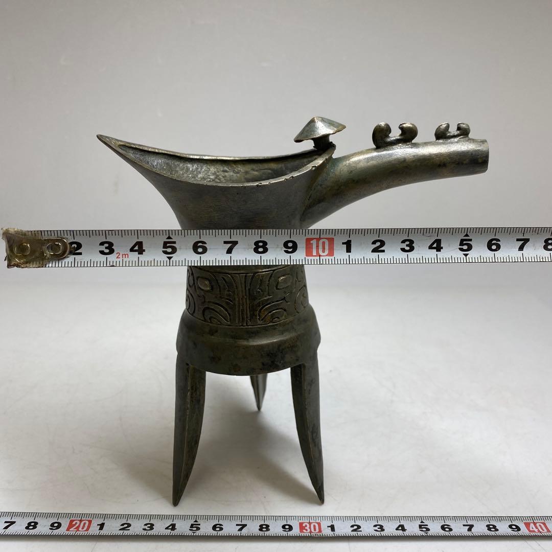 中国美術 古銅 しゃく 高さ約16cm 重さ430g タサオ 東T8-0206①