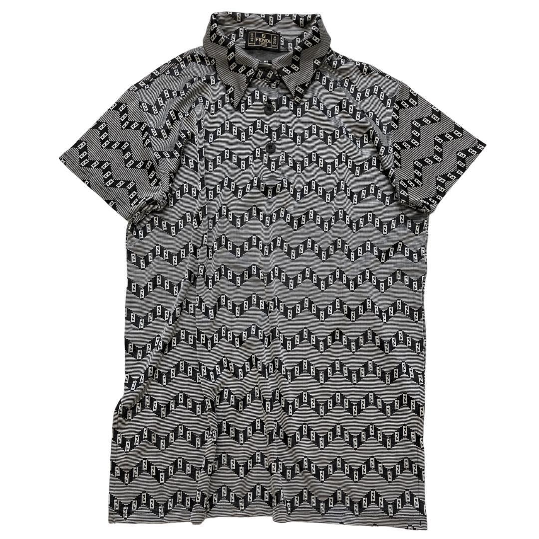 フェンディ 半袖 ポロシャツ 総柄 ヴィンテージ レディース イタリア製 M～L