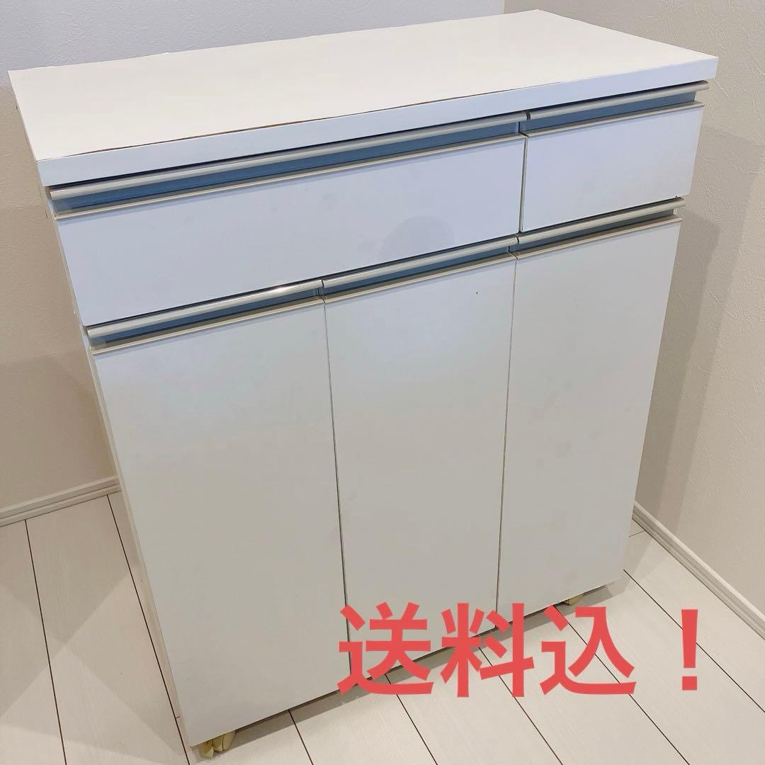 完成品 ニトリ 分別ペール付きキッチンボード ゴミ箱 ペールカウンター ホワイト