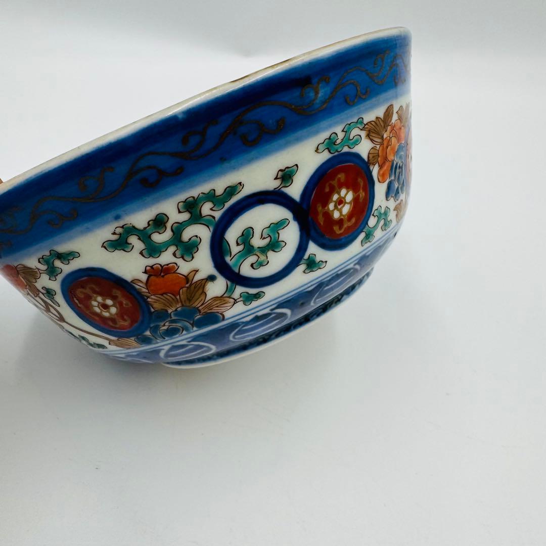 【伊万里焼　赤玉瓔珞紋　鉢　絵付け】骨董　アンティーク　インテリア