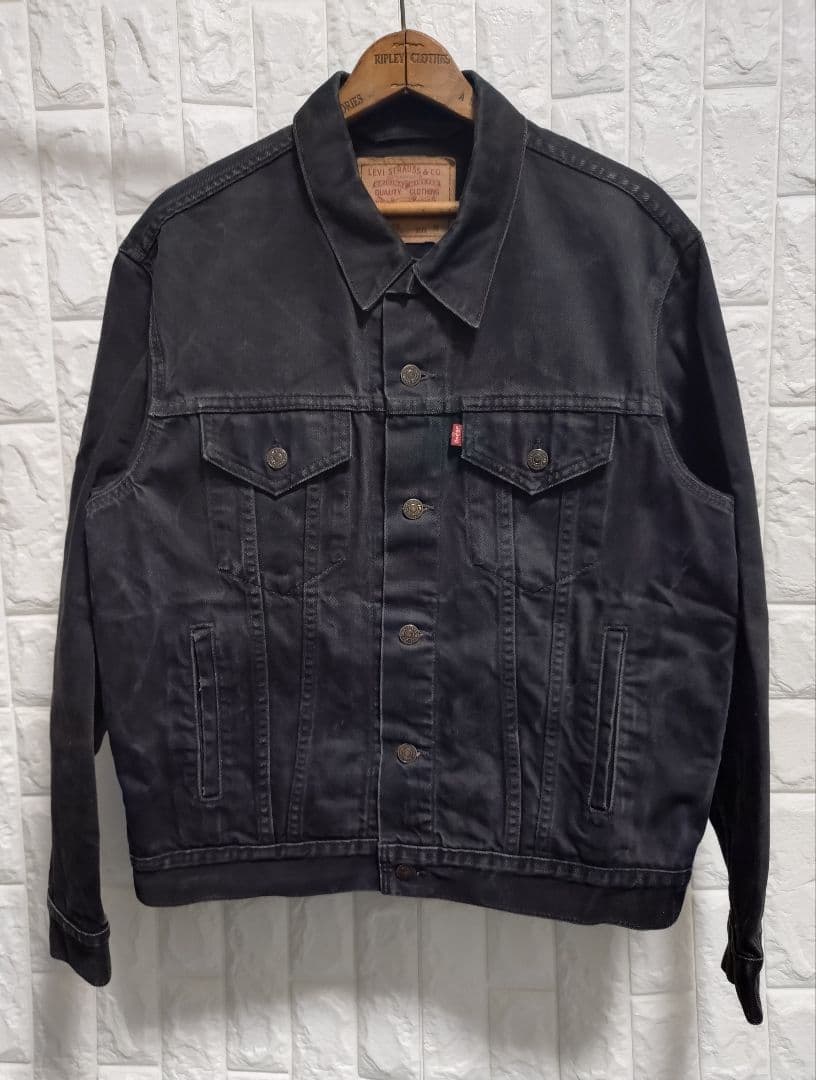90s★ヴィンテージ★リーバイスLevi's濃黒ブラックデニムジャケットGジャン