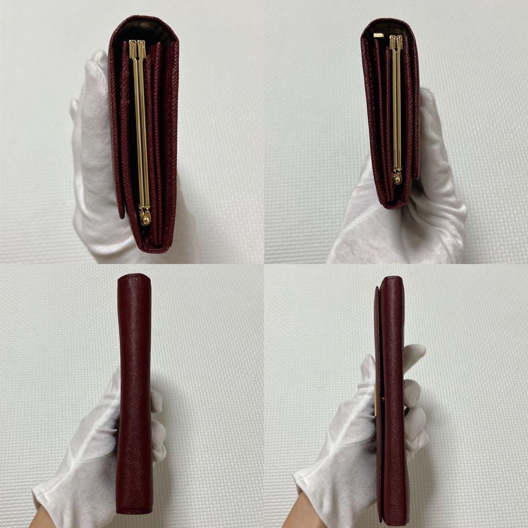 未使用　BURBERRYバーバリー　レザーフラップ長財布　バーガンディー