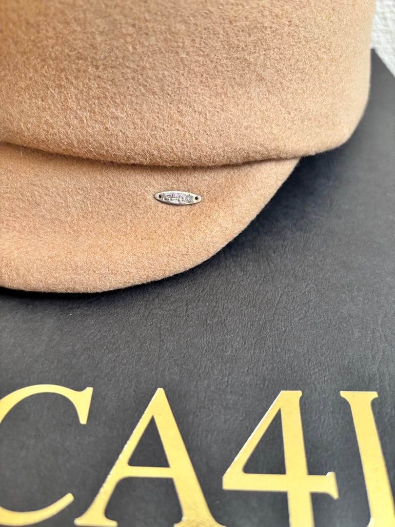 美品【即納】CA4LA ベージュ ウールキャスケット フォックスファー キャップ
