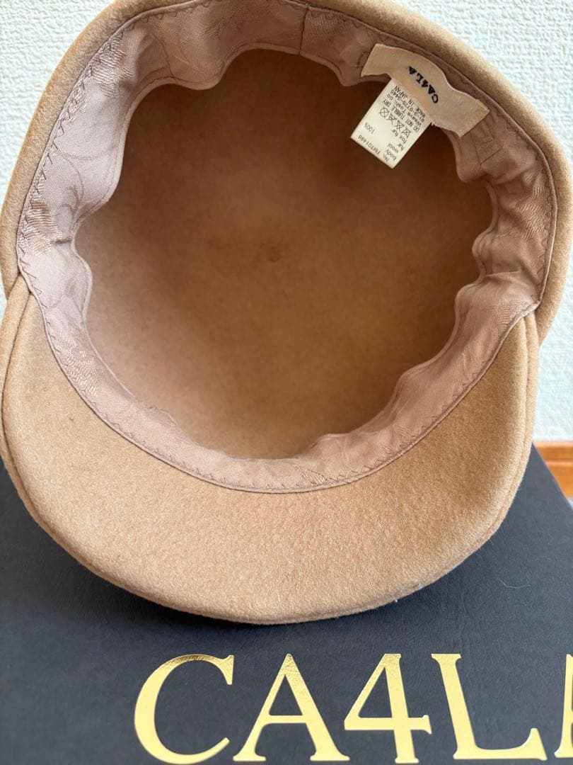 美品【即納】CA4LA ベージュ ウールキャスケット フォックスファー キャップ