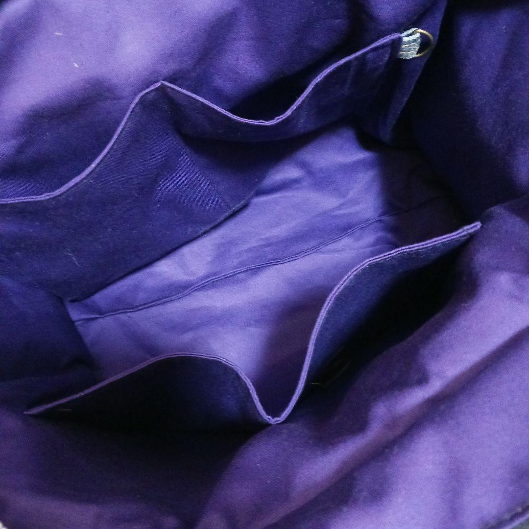 おにっち⑧　リメイクデニム　青い蝶々　特大トートバッグ　Lサイズ