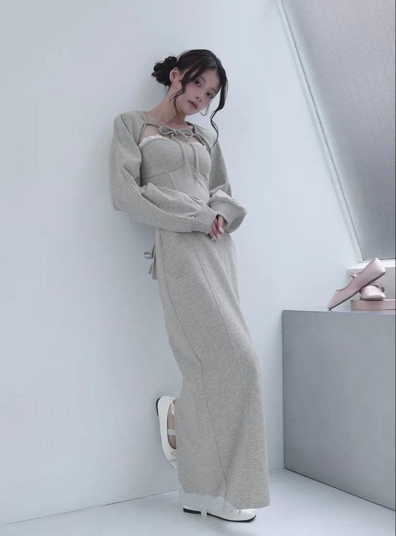 Darich スウェットボレロベアロングセットアップ （グレー）