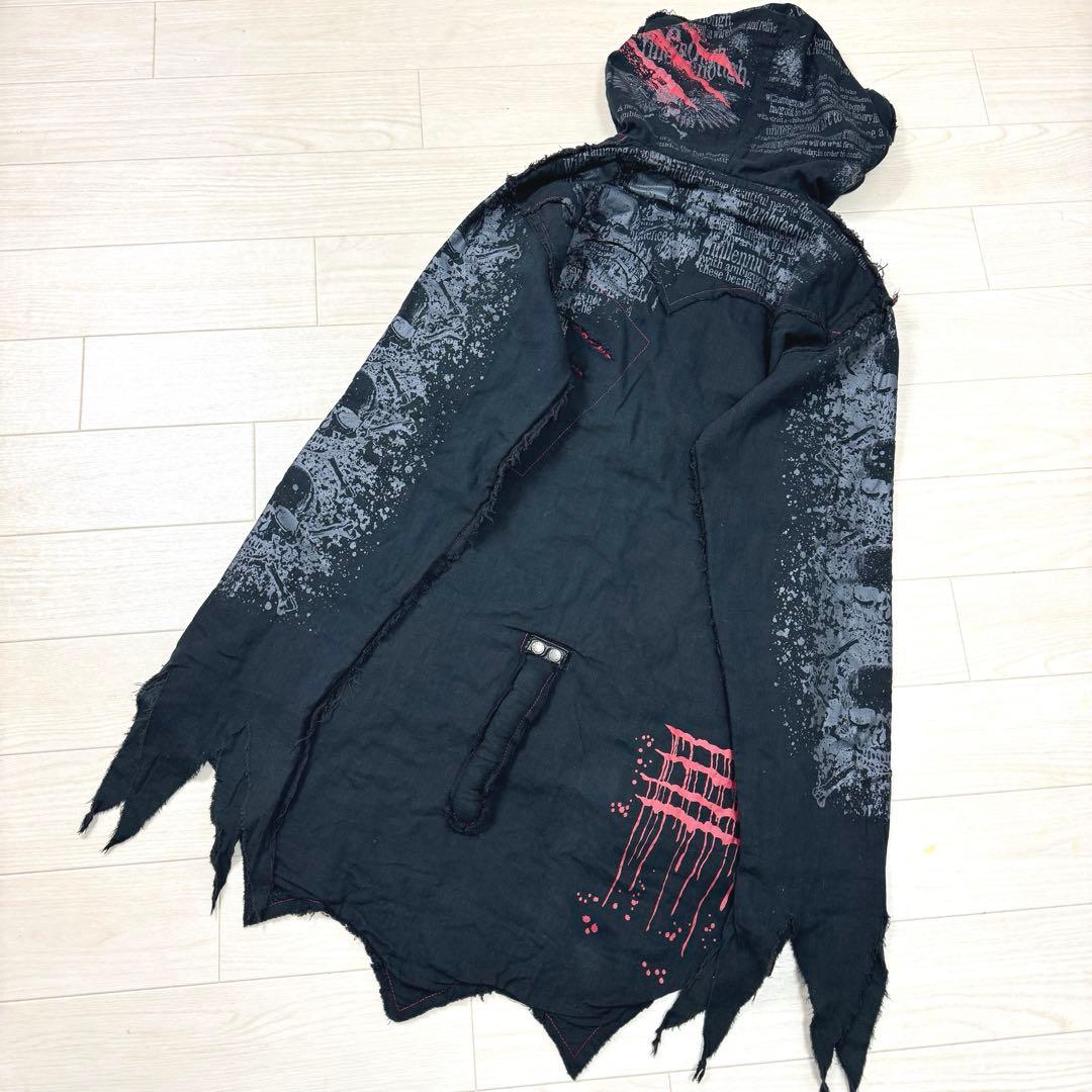 マッドガール　パンク系ジップアップパーカー　猫耳　尻尾　スカル　チェーン　個性派