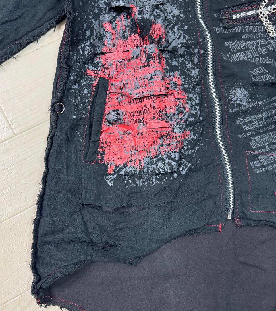 マッドガール　パンク系ジップアップパーカー　猫耳　尻尾　スカル　チェーン　個性派