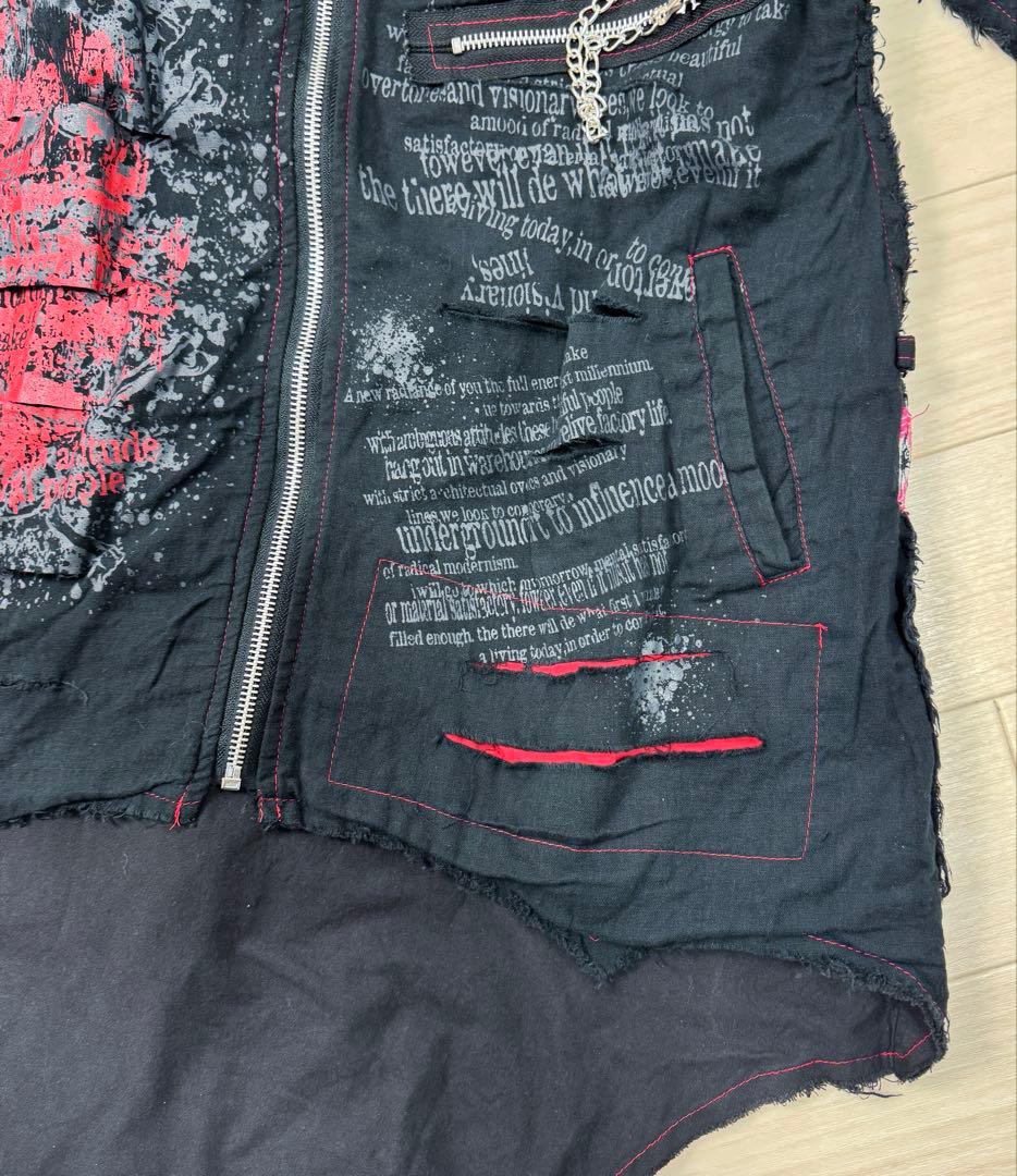 マッドガール　パンク系ジップアップパーカー　猫耳　尻尾　スカル　チェーン　個性派