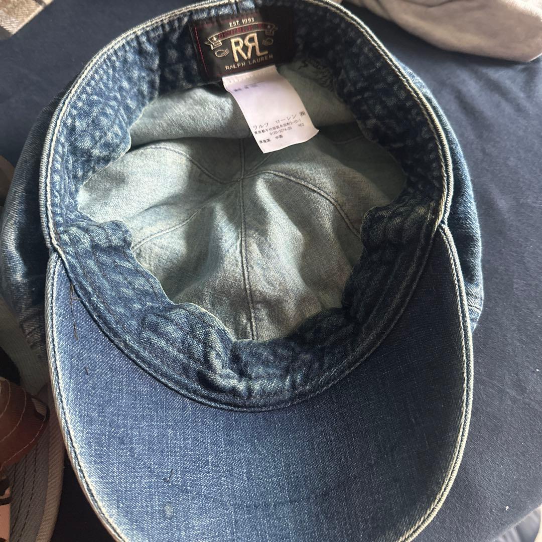 美品 RRL エイジング ビンテージ 加工 デニム ニュースボーイ キャップ