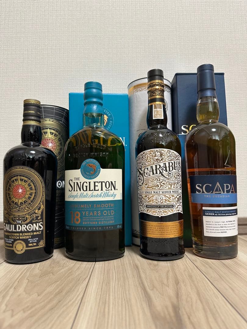 ゴールドロンズ、シングルトン18年、スカラバス、スキャパスキレン4本セット