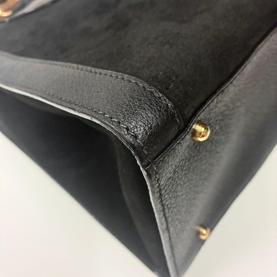 GUCCI グッチ ダイアナ　ハンドバッグ バンブー レザー　スエード　ブラック