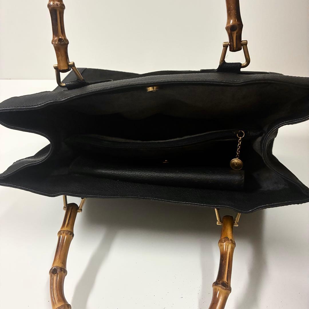 GUCCI グッチ ダイアナ　ハンドバッグ バンブー レザー　スエード　ブラック