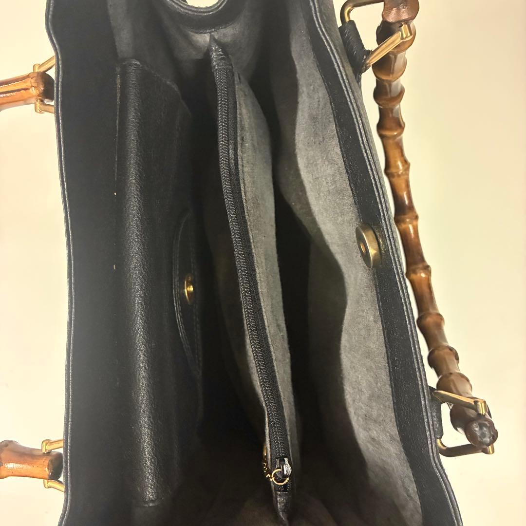 GUCCI グッチ ダイアナ　ハンドバッグ バンブー レザー　スエード　ブラック