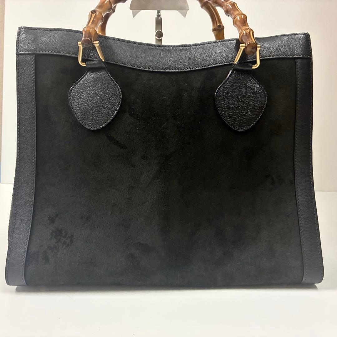 GUCCI グッチ ダイアナ　ハンドバッグ バンブー レザー　スエード　ブラック