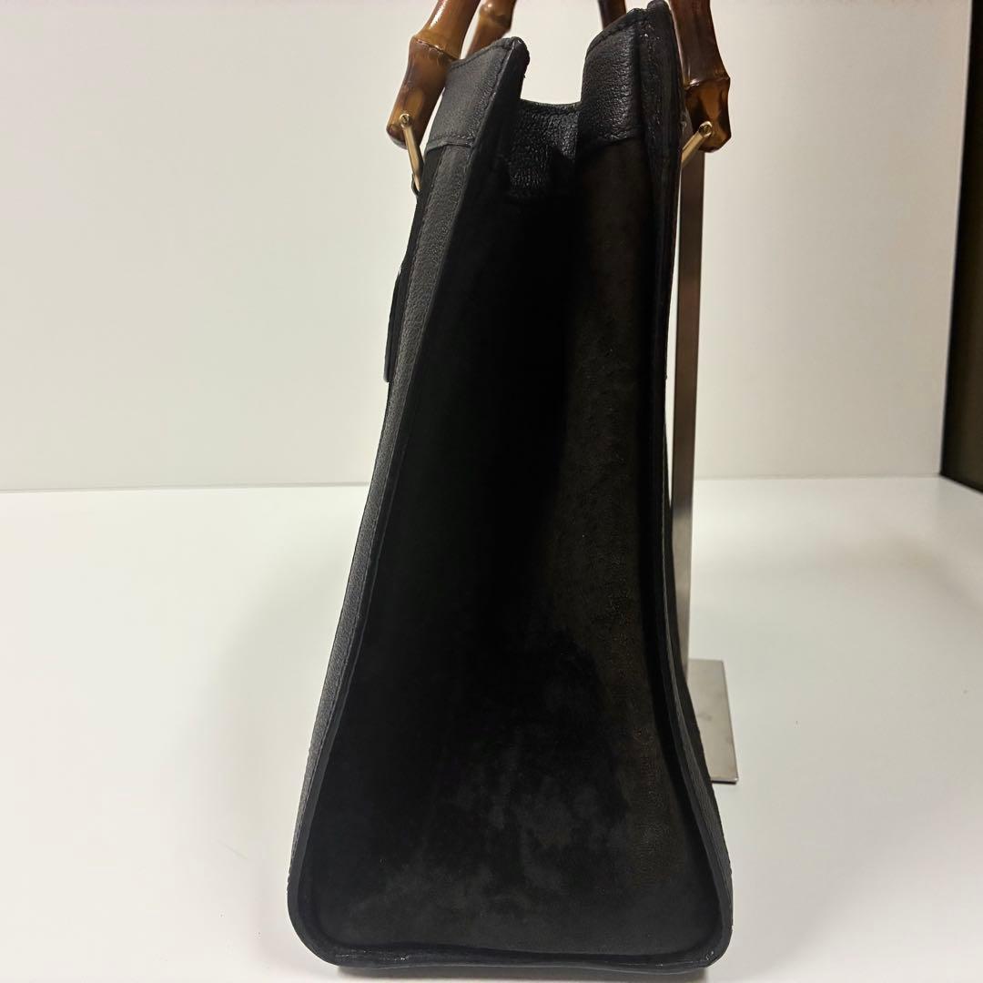 GUCCI グッチ ダイアナ　ハンドバッグ バンブー レザー　スエード　ブラック