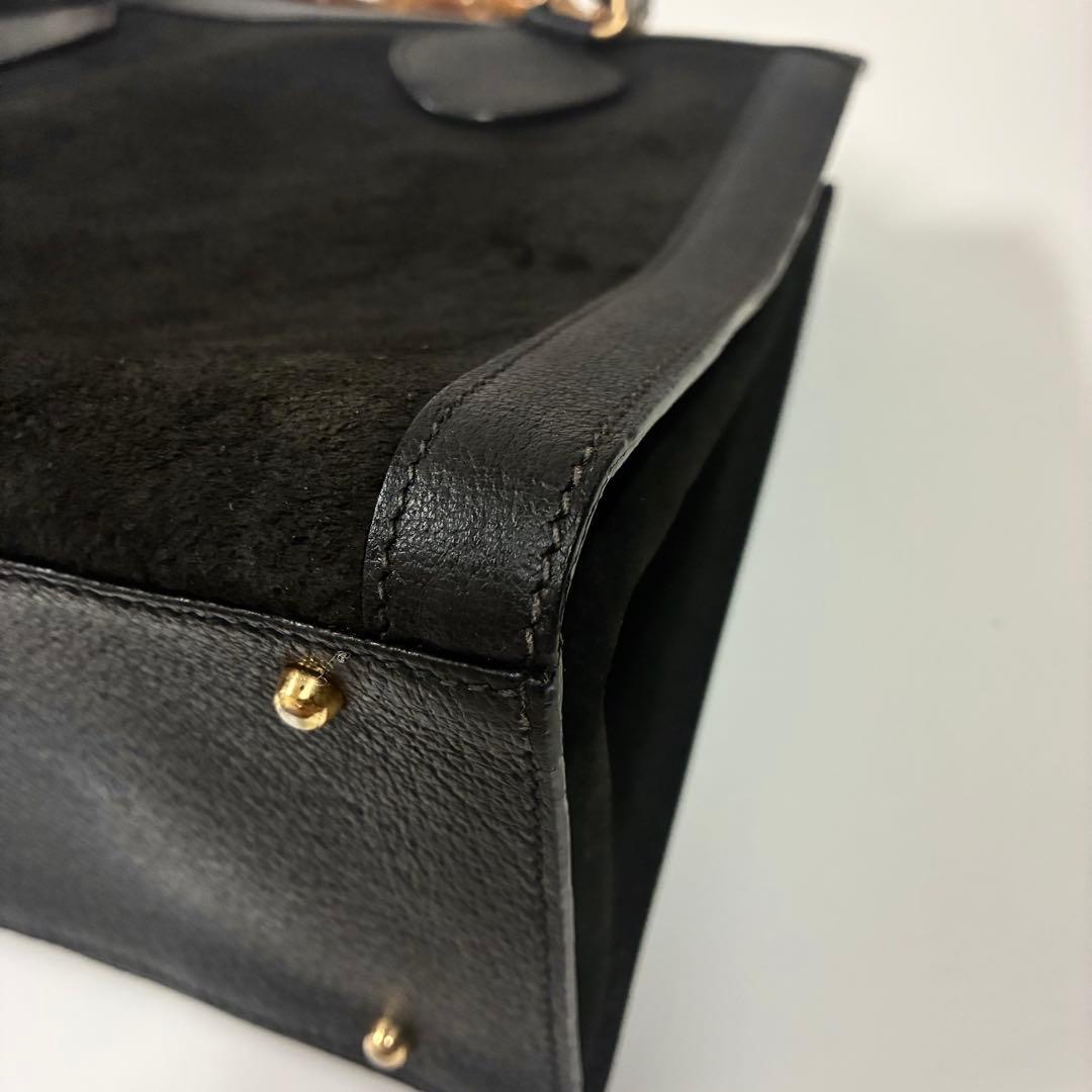 GUCCI グッチ ダイアナ　ハンドバッグ バンブー レザー　スエード　ブラック