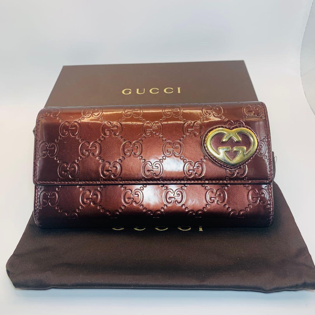 GUCCIグッチ 長財布 ラブリー/シマライン 251861 ブラウン レザー