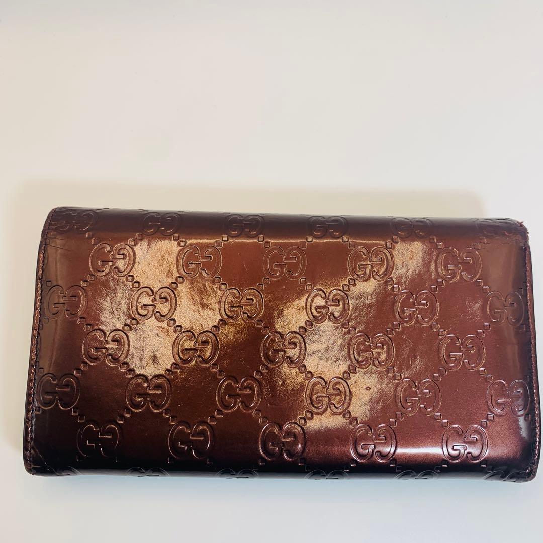 GUCCIグッチ 長財布 ラブリー/シマライン 251861 ブラウン レザー