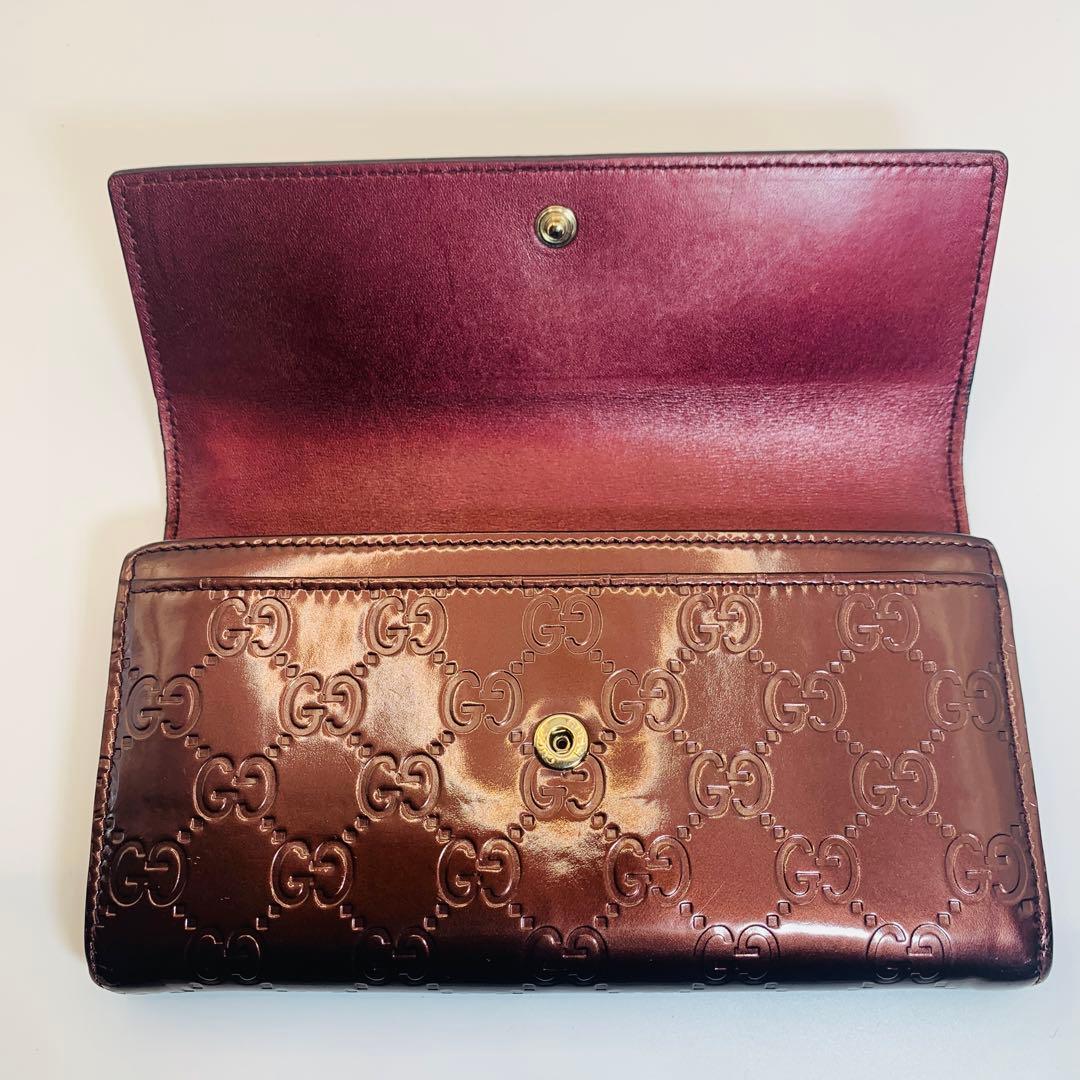 GUCCIグッチ 長財布 ラブリー/シマライン 251861 ブラウン レザー