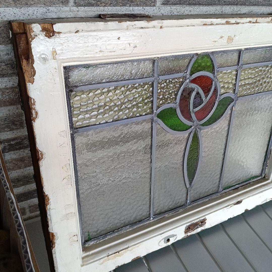 「リー」アンティークガラス　窓枠付きパネル　イギリス製　洋風雑貨