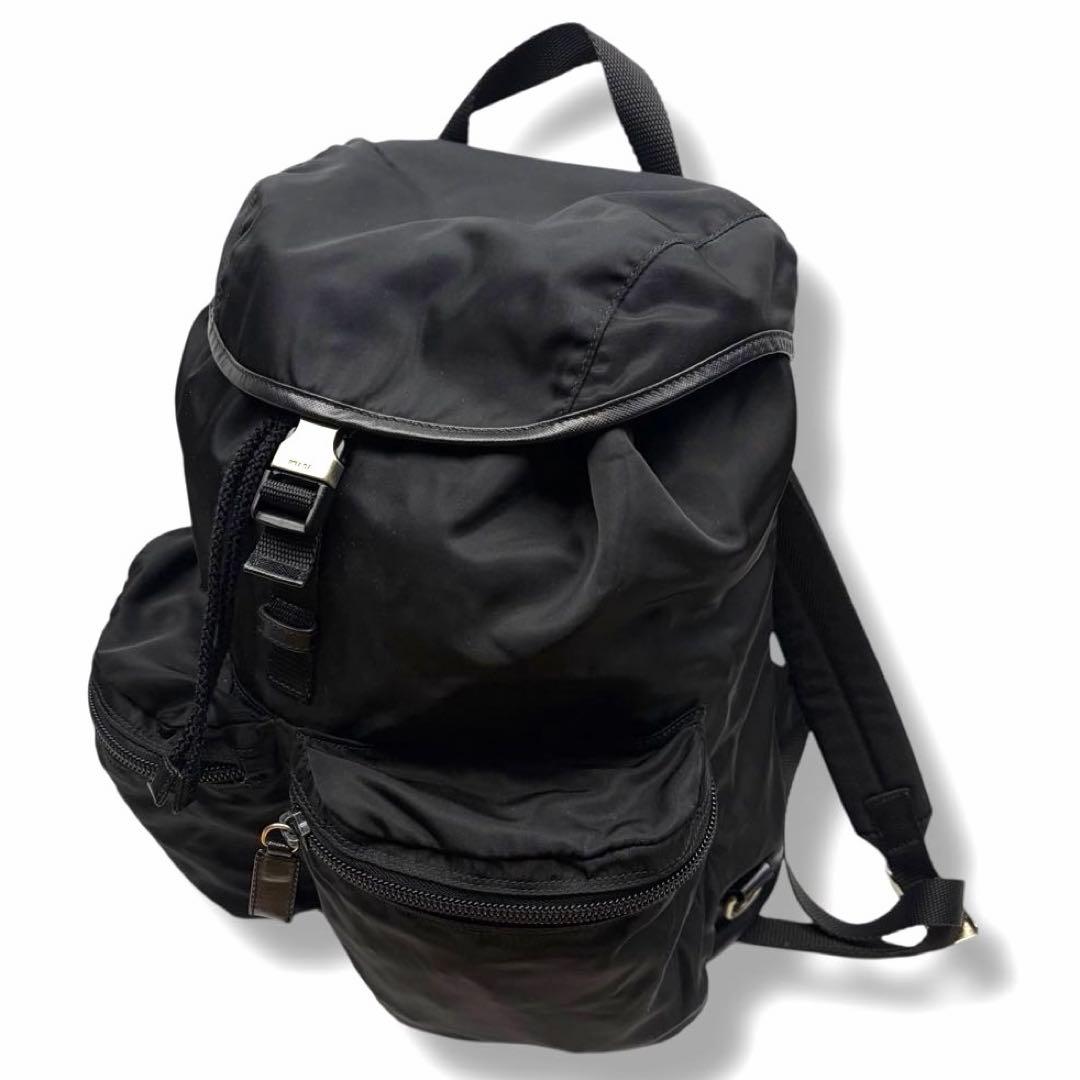 【美品】PRADA プラダ リュック バックパック ナイロン 三角ロゴ ブラック