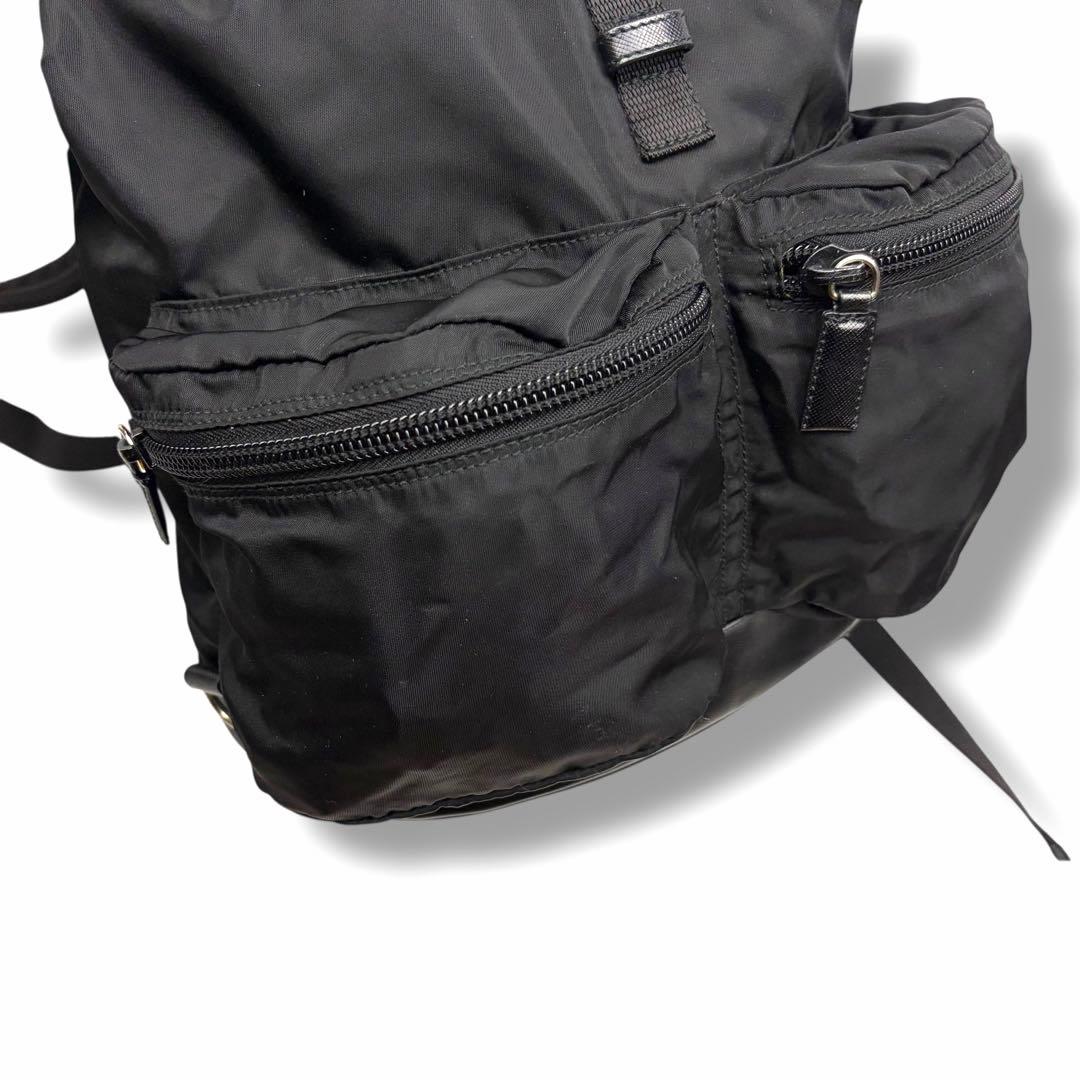 【美品】PRADA プラダ リュック バックパック ナイロン 三角ロゴ ブラック
