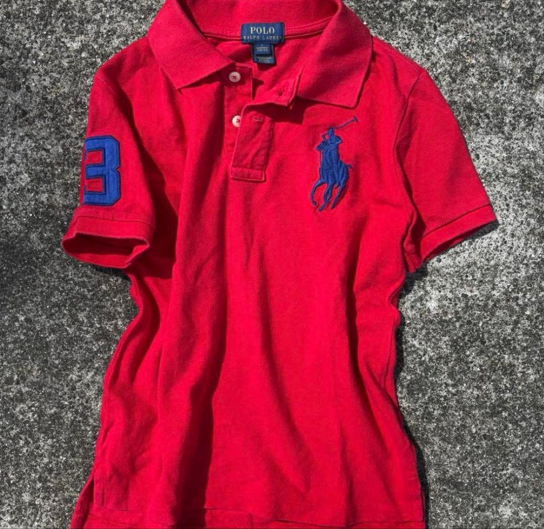 ポロラルフローレン ビッグポニー 半袖 ポロシャツ y2k ピチt 赤 紺 刺繍