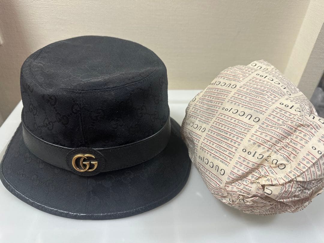 【即日発送】GUCCI GGパターン バケットハット　ブラック　M
