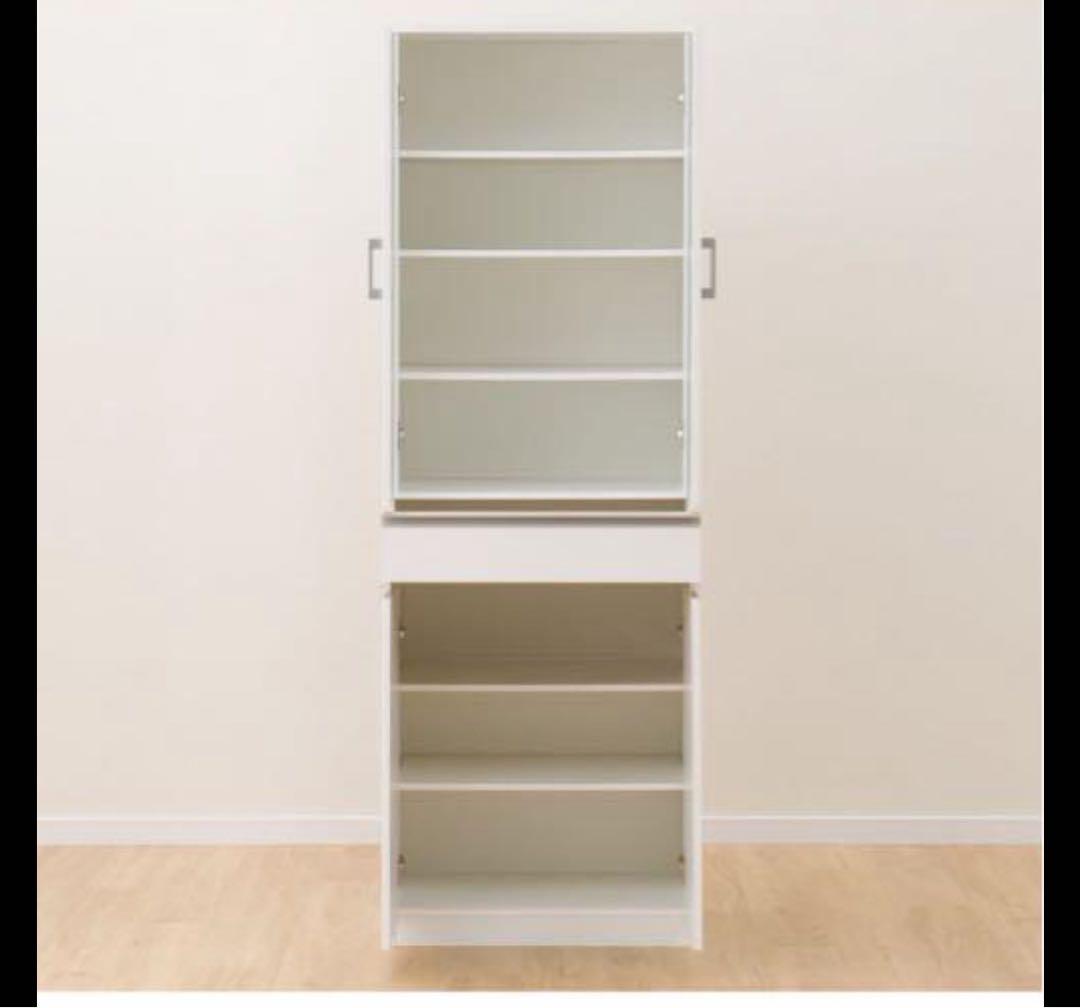 ニトリ ホワイト ガラス扉 食器棚 178cm