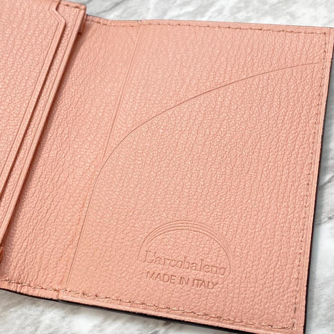 2362 【新品 定価2.2万円】ラルコバレーノ★名刺入れ★BEIGE×PINK