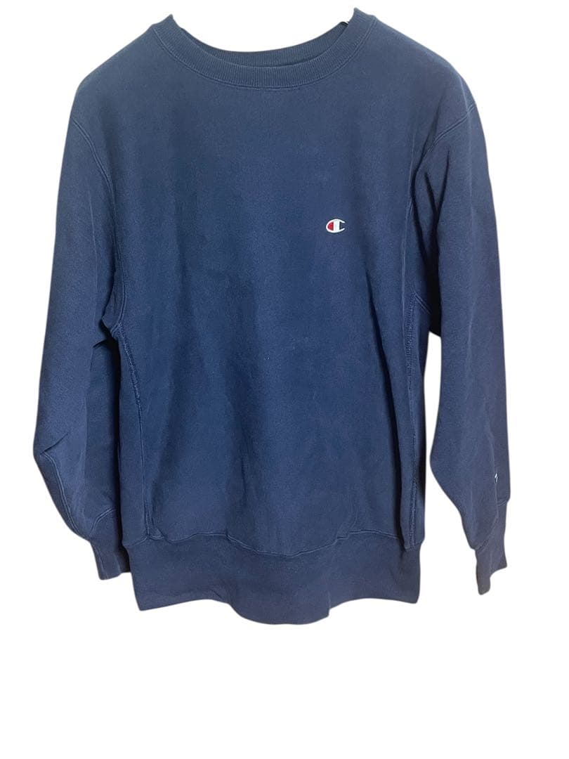 90s USA製 チャンピオン リバースウィーブ 刺繍ロゴ ネイビー スウェット