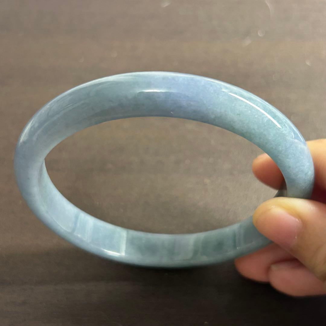 本翡翠バングル　藍紫　無含浸　無着色　一点物