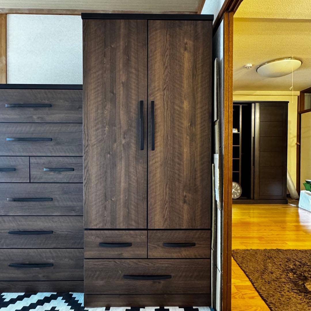 幅80cm 送料込 ウォルナット調 ワードローブ クローゼット