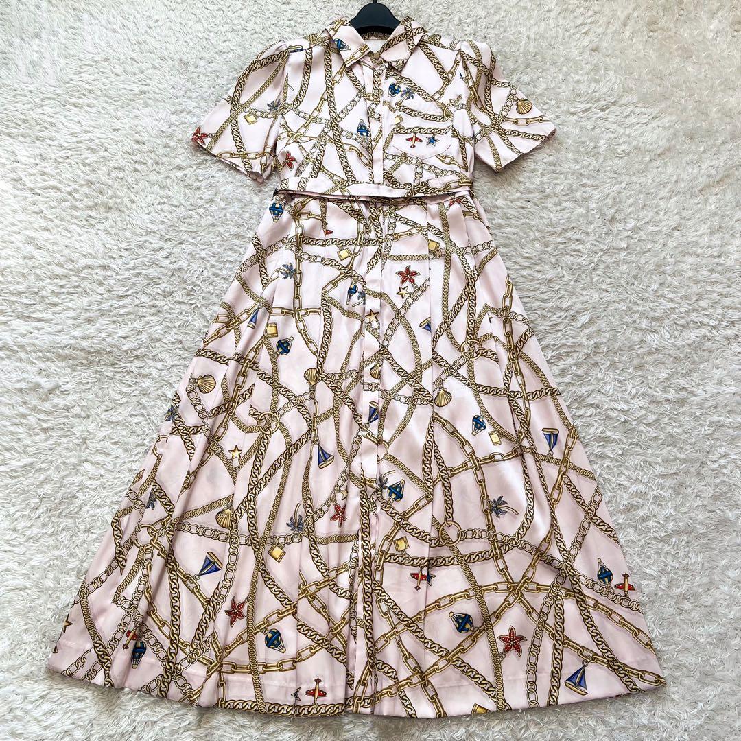 Grace Class チェーンマリンプリントワンピース ベルト