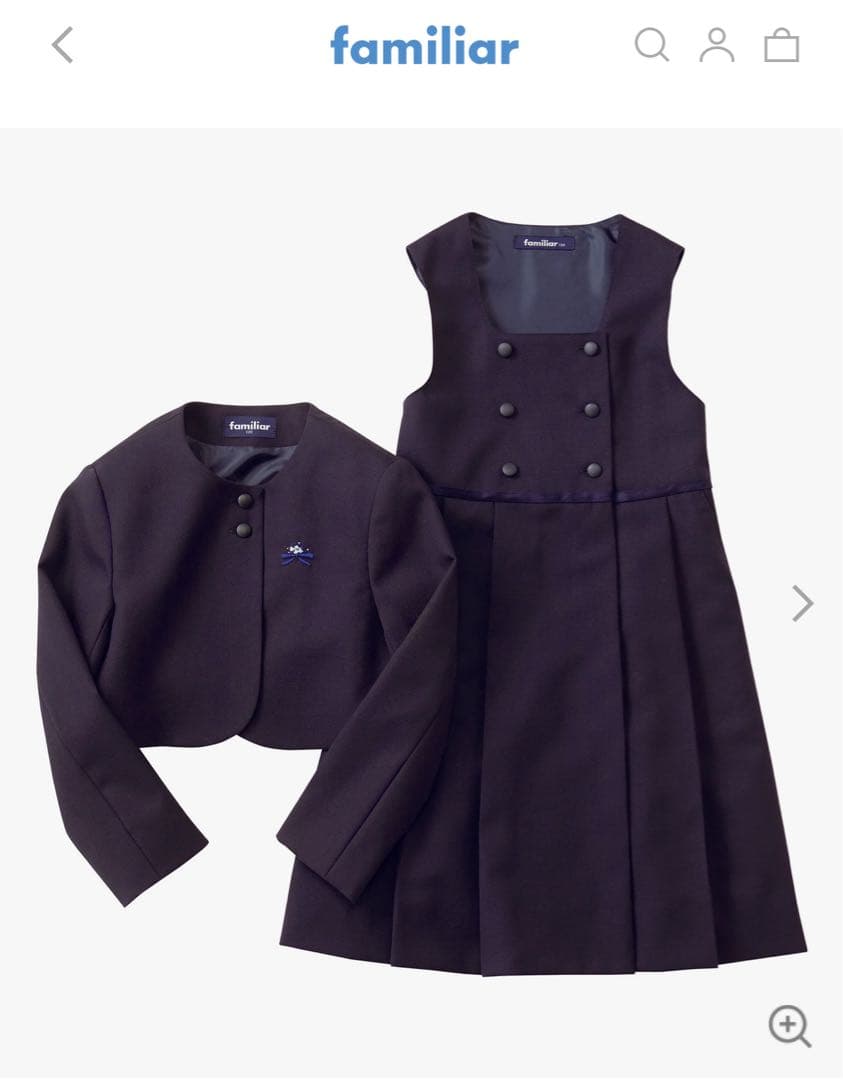 ファミリア　ボレロとジャンパスカート　アンサンブル　ネイビーお受験 115センチ