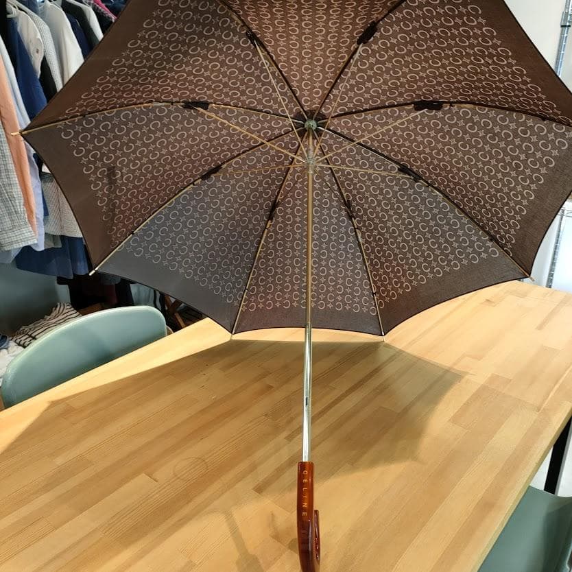 CELINE セリーヌ 日傘 長傘 高級傘 アンブレラ トリオンフ金具