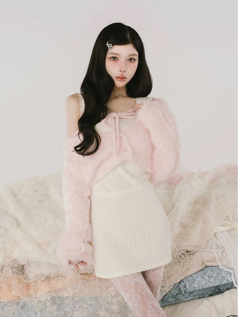 ケーブルニットソーセットミニワンピース ダーリッチ IVO