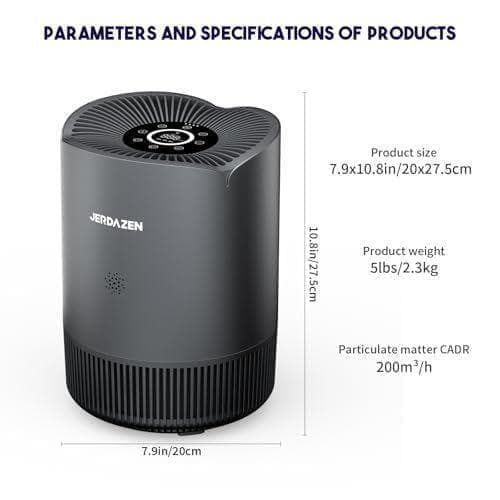 【新品】Jerdazen 空気清浄機 小型 脱臭 集じん ペット 静音 グレー