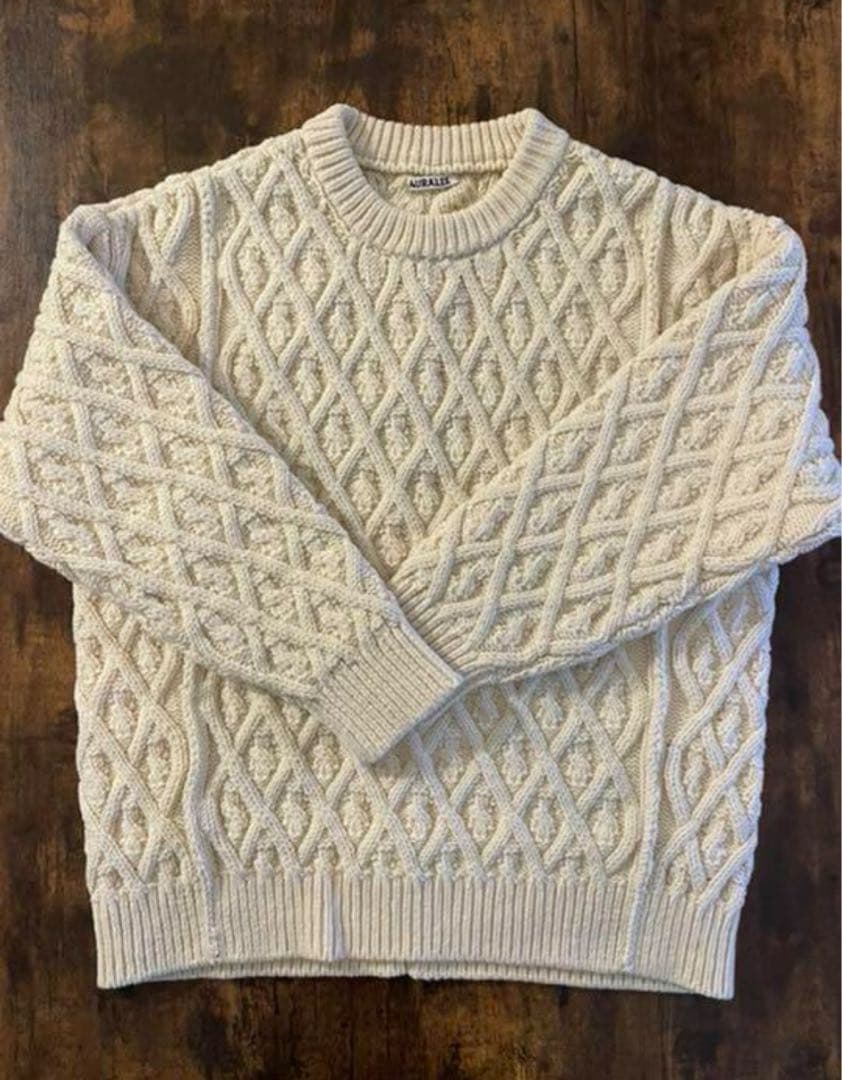 トップス AURALEE HARD TWIST MERINO ARAN KNIT P/O